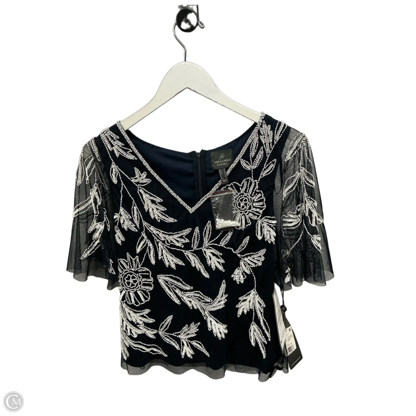 Top Short Sleeve By Adrianna Papell In Navy, Size: S