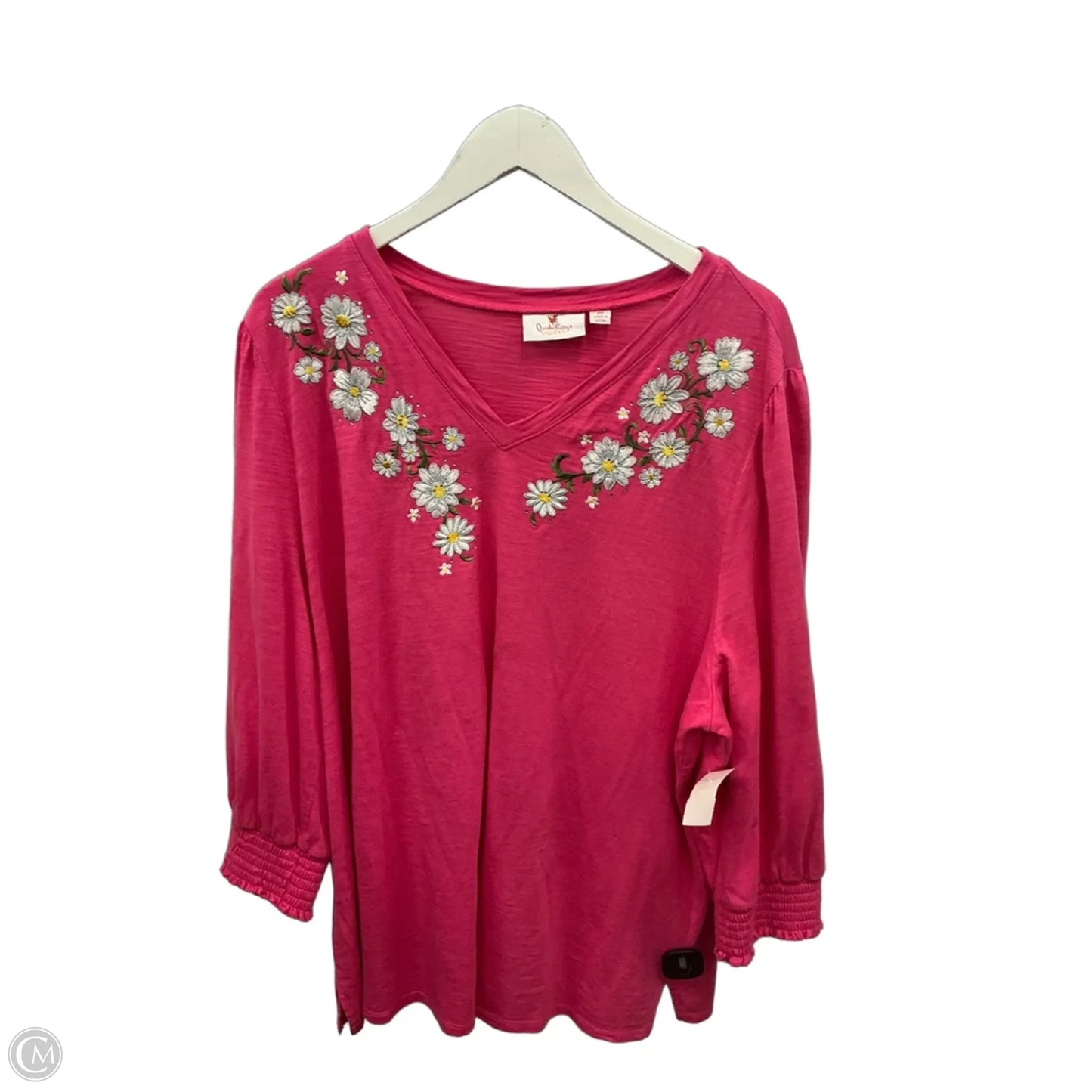 Top 3/4 Sleeve By Quaker Factory In Pink, Size: 2x
