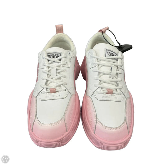 Shoes Luxury Designer By Versace In Pink & White, Size: 9.5
