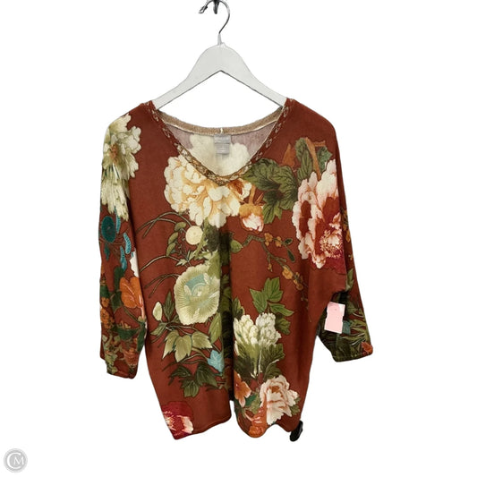 Top 3/4 Sleeve By Chicos In Brown, Size: L
