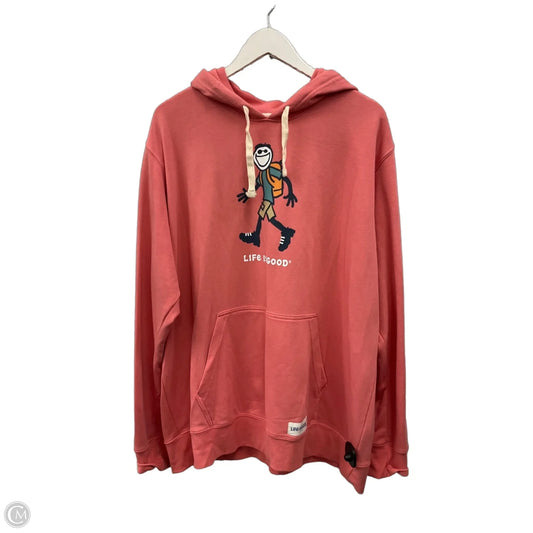 Sweatshirt Hoodie By Life Is Good In Coral, Size: Xxl