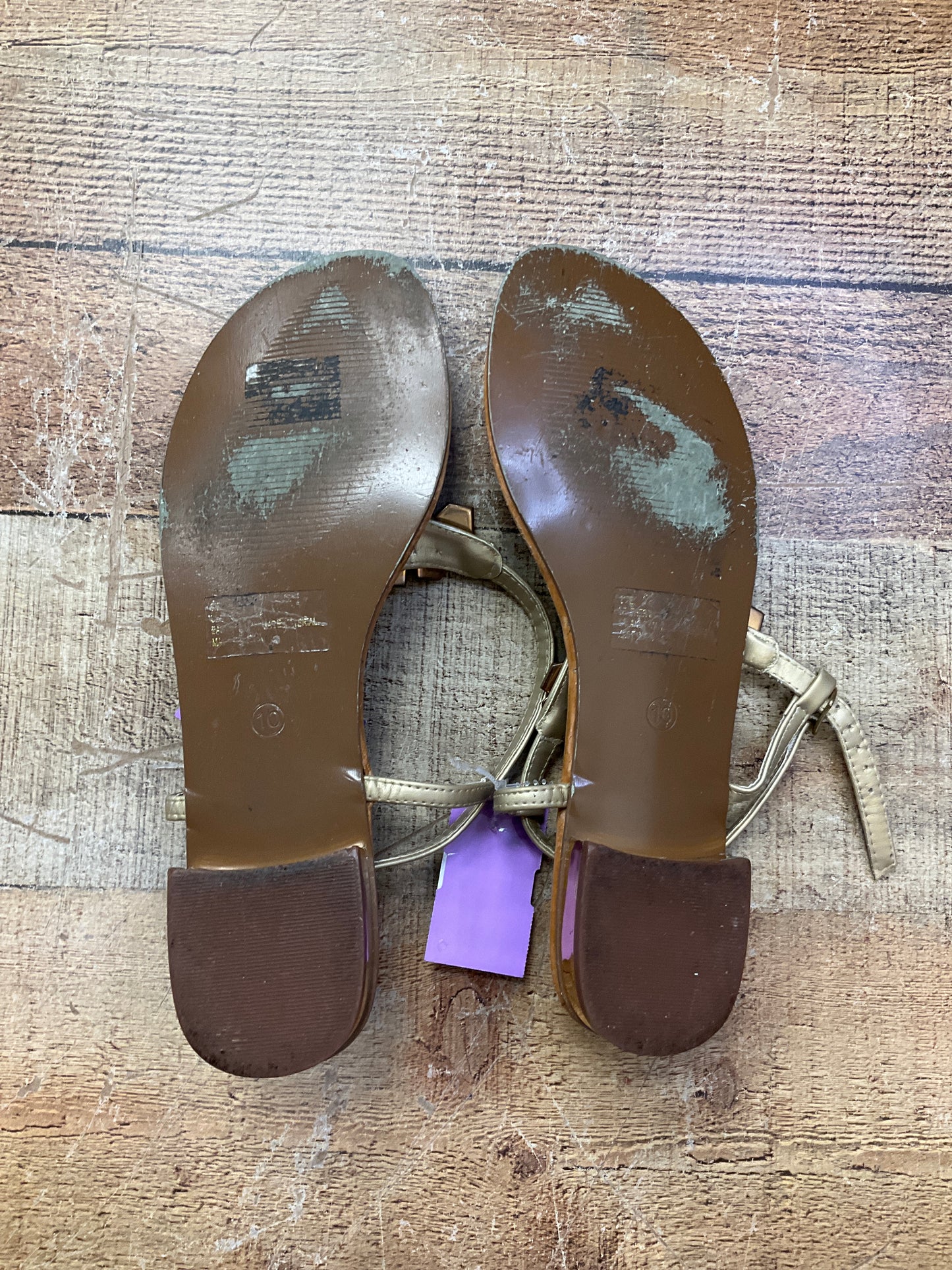 Tan Sandals Flats Restricted, Size 10