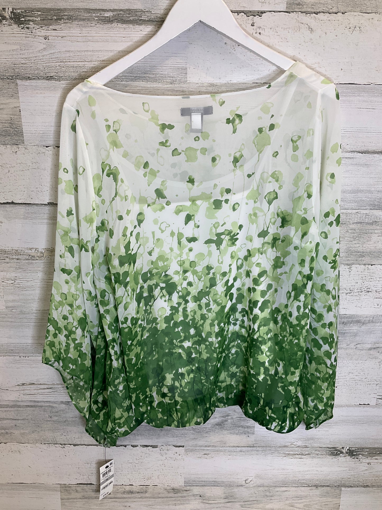 Green & White Top 3/4 Sleeve Alfani, Size 1x