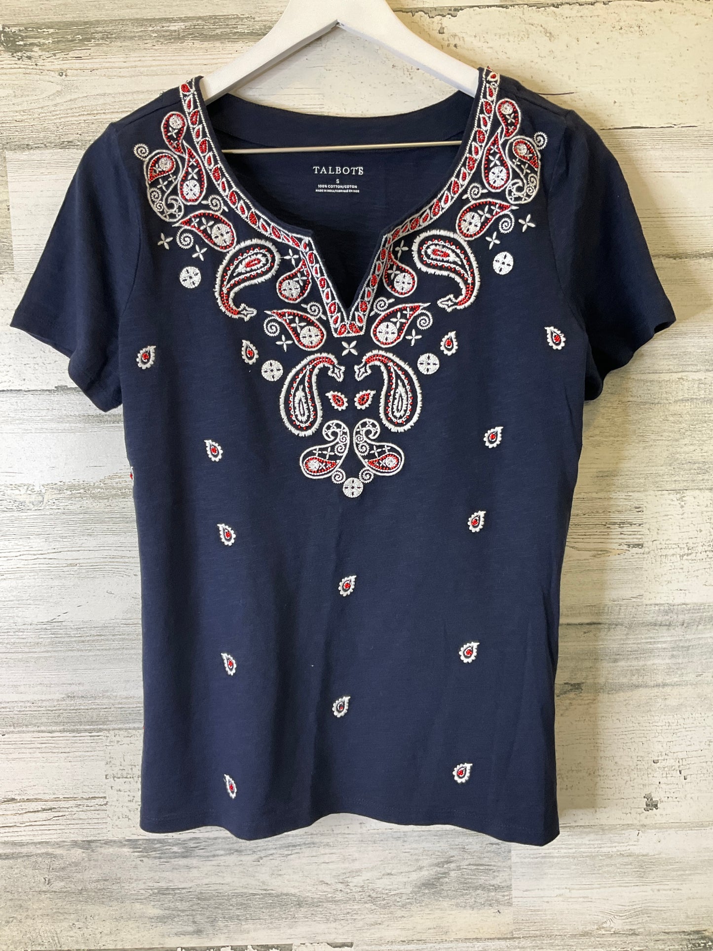 Navy Top Short Sleeve Talbots, Size S