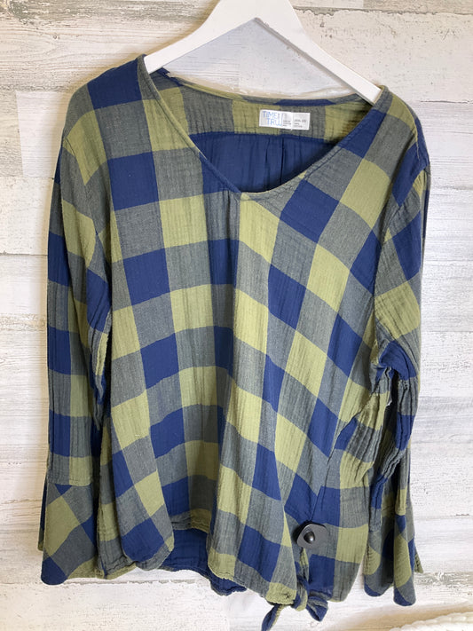 Blue & Green Top Long Sleeve Time And Tru, Size 3x