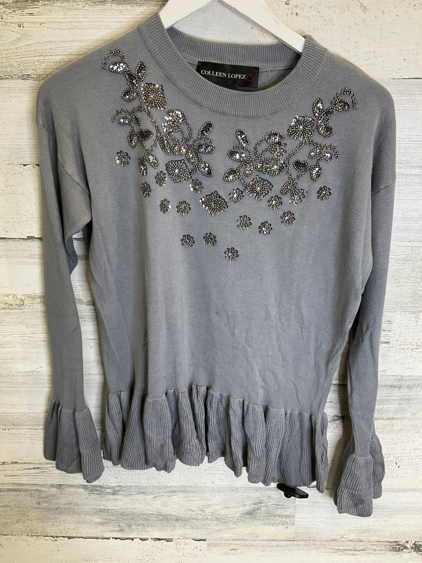 Grey Top Long Sleeve Clothes Mentor, Size S