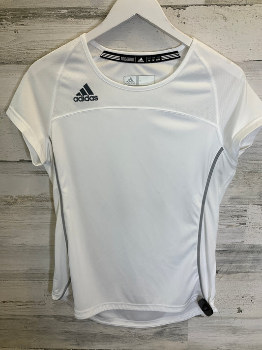 White Athletic Top Short Sleeve Adidas, Size M