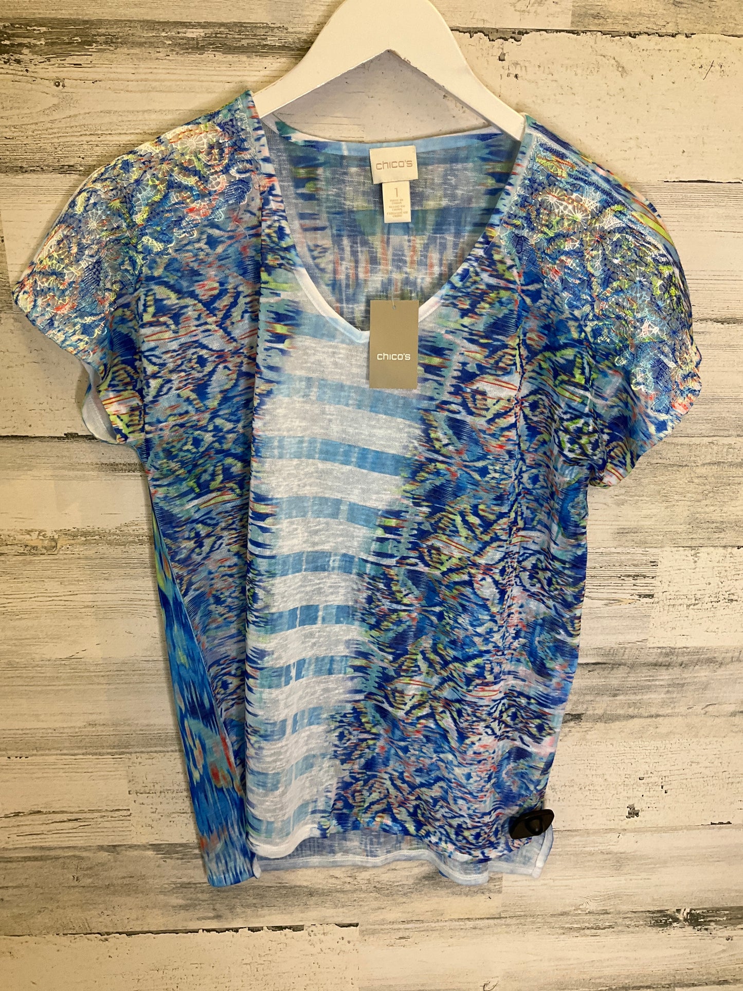 Blue Top Short Sleeve Chicos, Size M