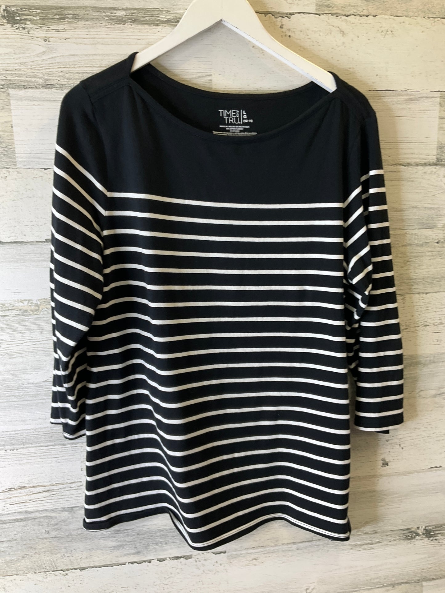 Top Long Sleeve By Time And Tru In Black & White, Size: L