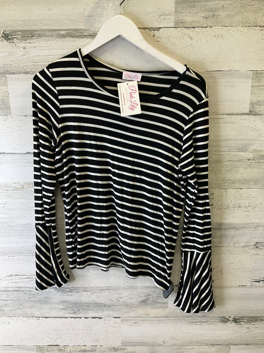 TOP LS PINK LILY in BLACK & WHITE, Size: S