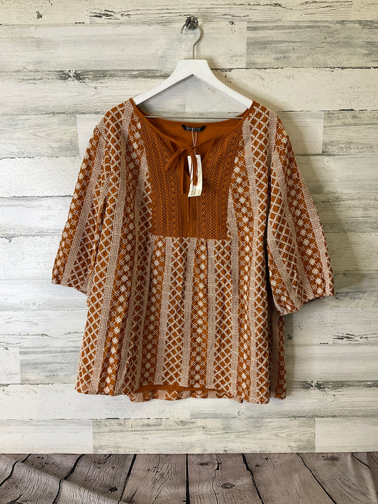 Top 3/4 Sleeve By Clothes Mentor In Orange, Size: 4x