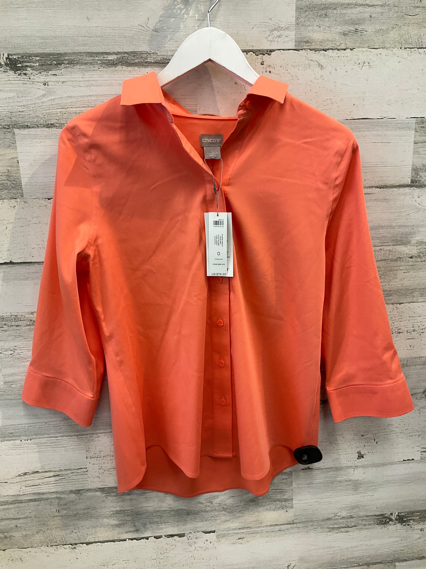 Top 3/4 Sleeve By Chicos In Orange, Size: S