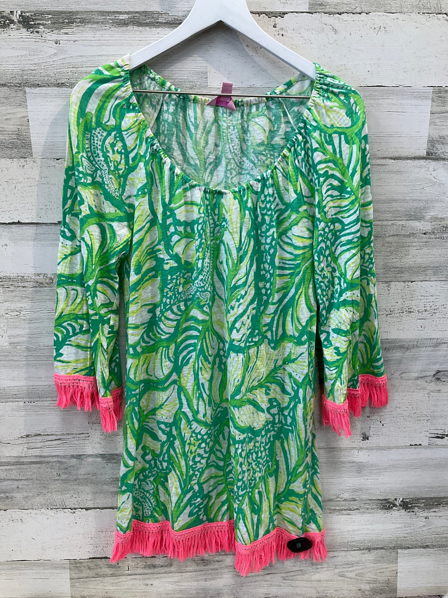 Tunic Long Sleeve By Lilly Pulitzer In Green & White, Size: S