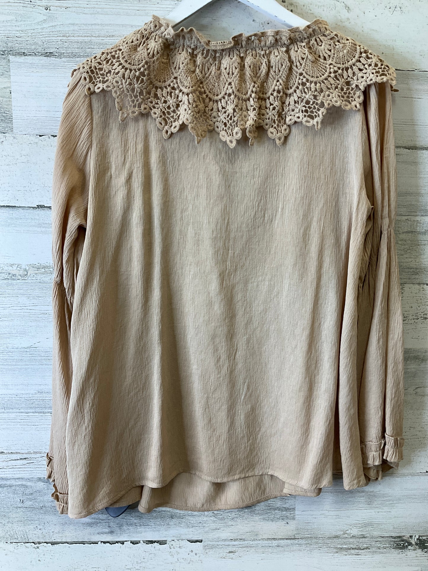 Top Long Sleeve By Oddi In Tan, Size: S