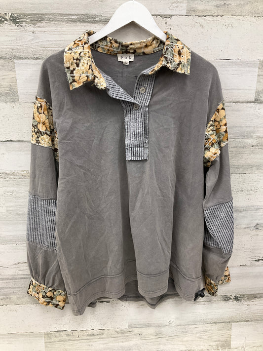 Top Long Sleeve By Pol In Taupe, Size: L