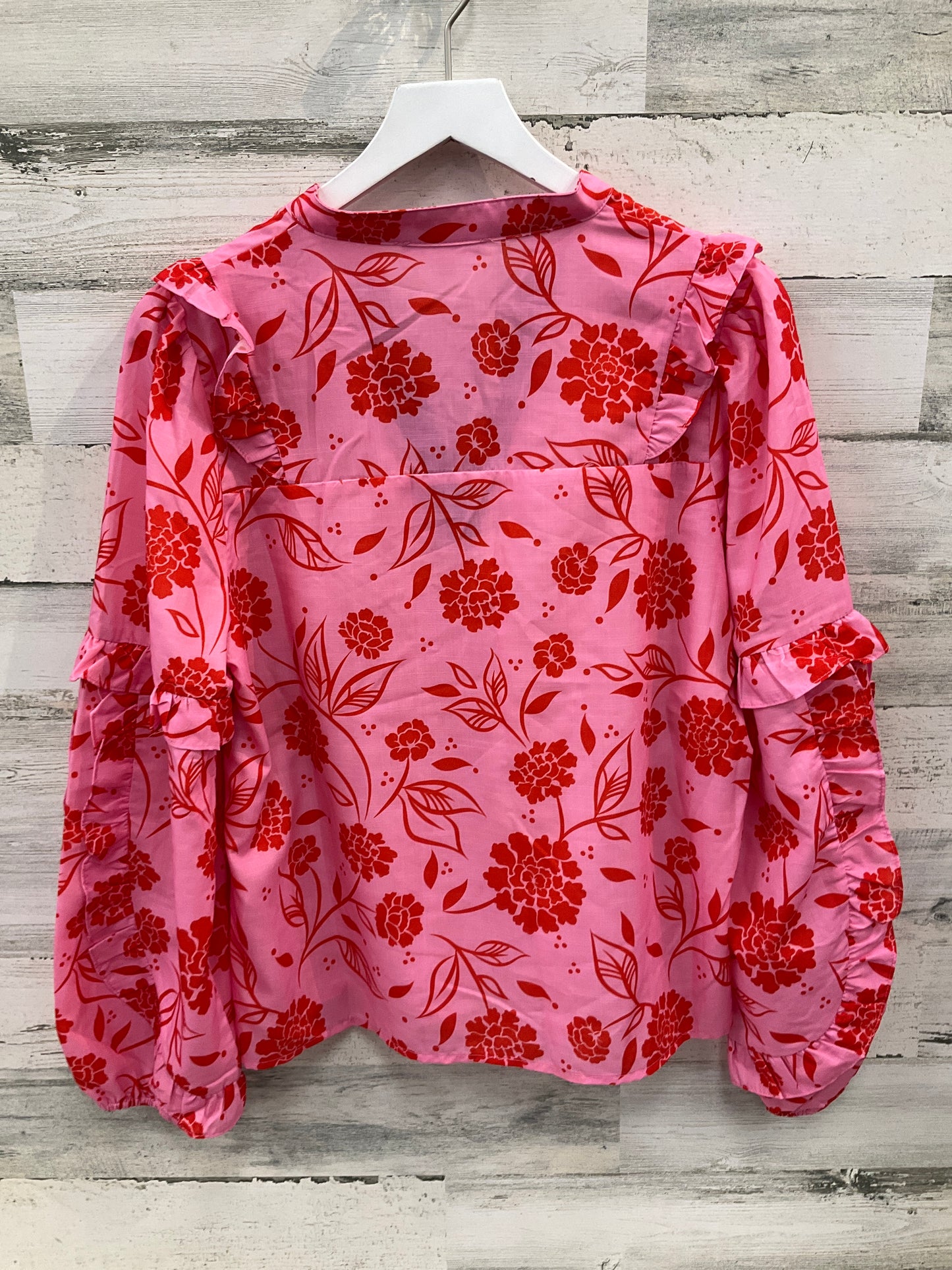 Top Long Sleeve By Thml In Pink & Red, Size: L