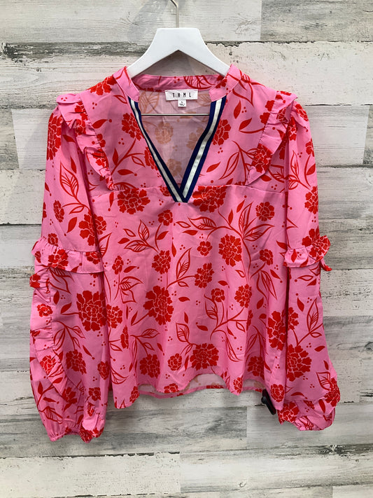 Top Long Sleeve By Thml In Pink & Red, Size: L