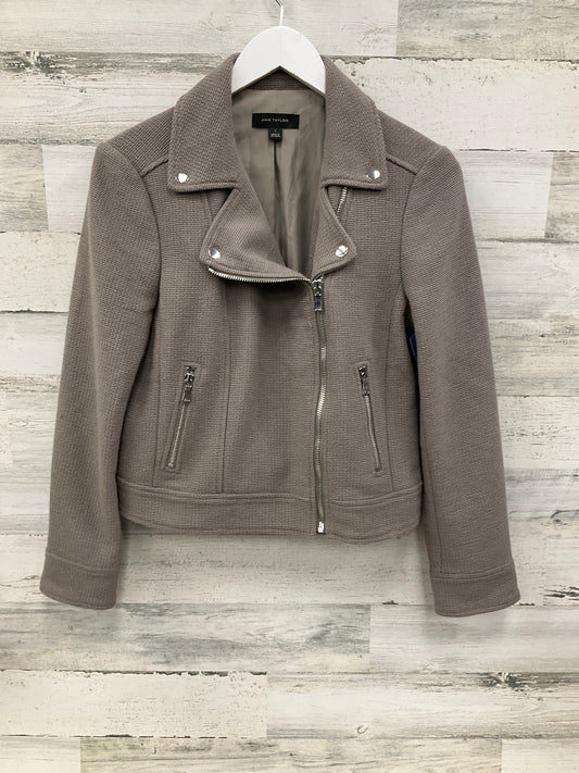 Jacket Moto By Ann Taylor In Taupe, Size: S