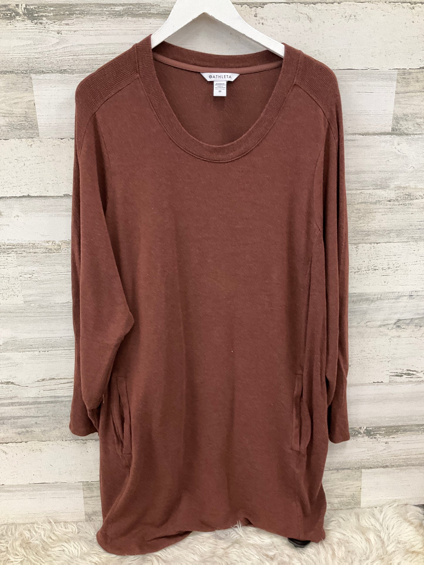 Tunic 3/4 Sleeve By Athleta In Brown, Size: 3x