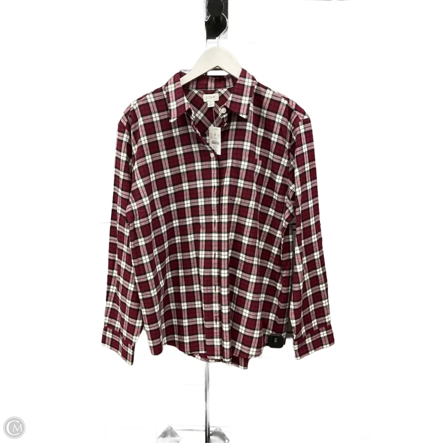 Top Long Sleeve By J. Crew In Red & White, Size: L