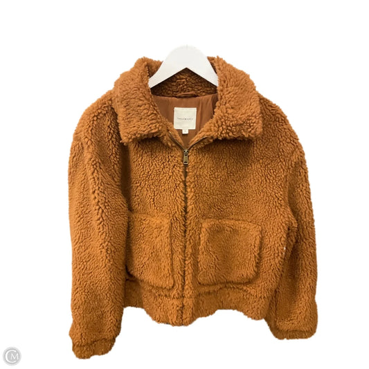 Jacket Faux Fur & Sherpa By Thread And Supply In Gold, Size: S
