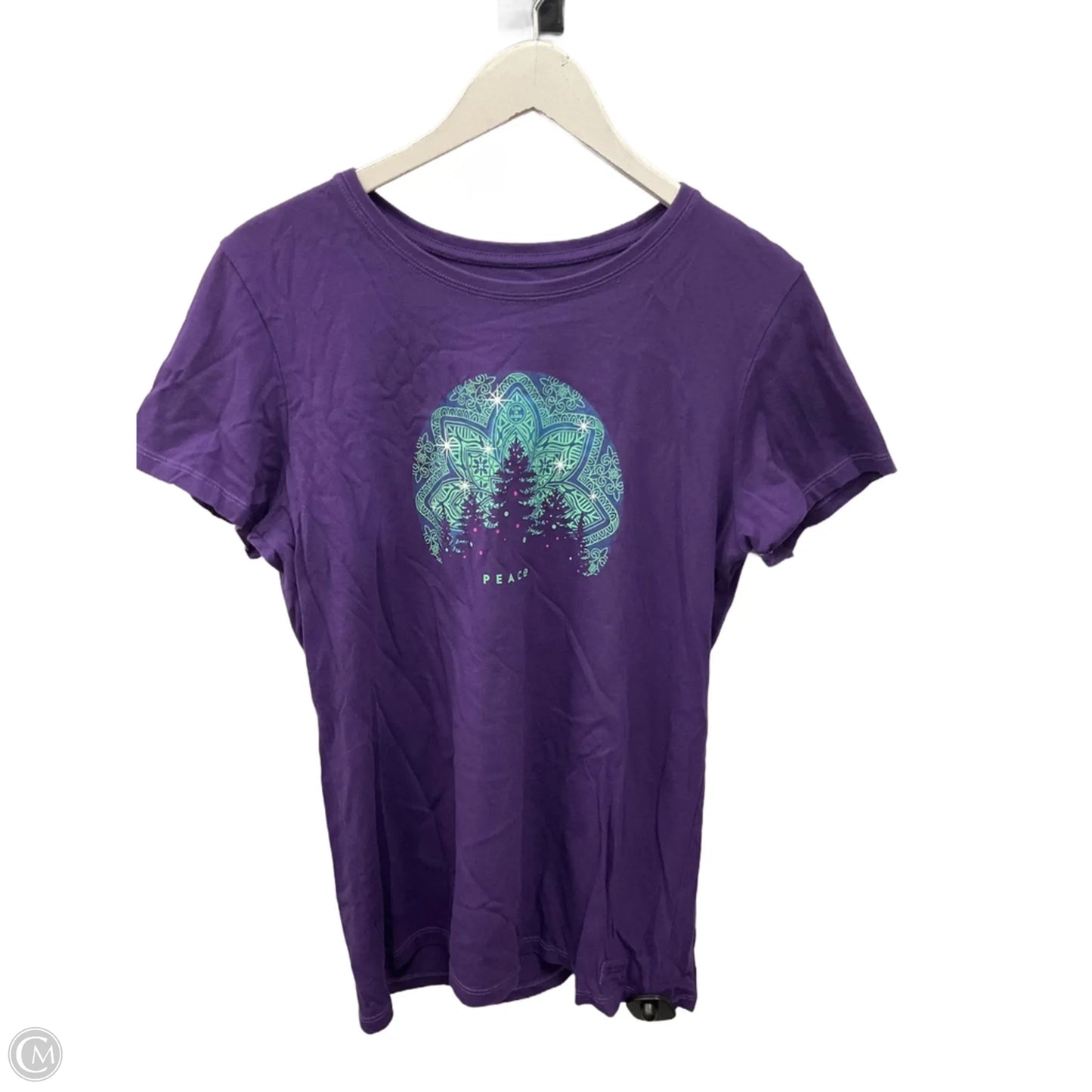 Top Short Sleeve By Life Is Good In Purple, Size: L