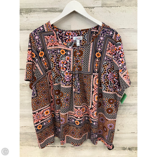Top Short Sleeve By Denim And Company In Multi-colored, Size: 2x
