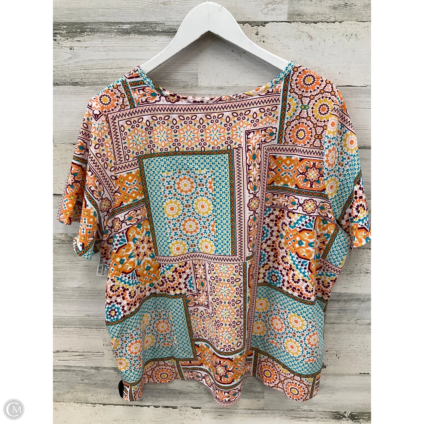Top Short Sleeve By Denim And Company In Orange, Size: 1x
