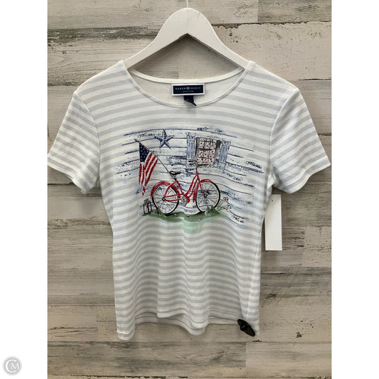 Top Short Sleeve By Karen Scott In Blue & White, Size: Mp