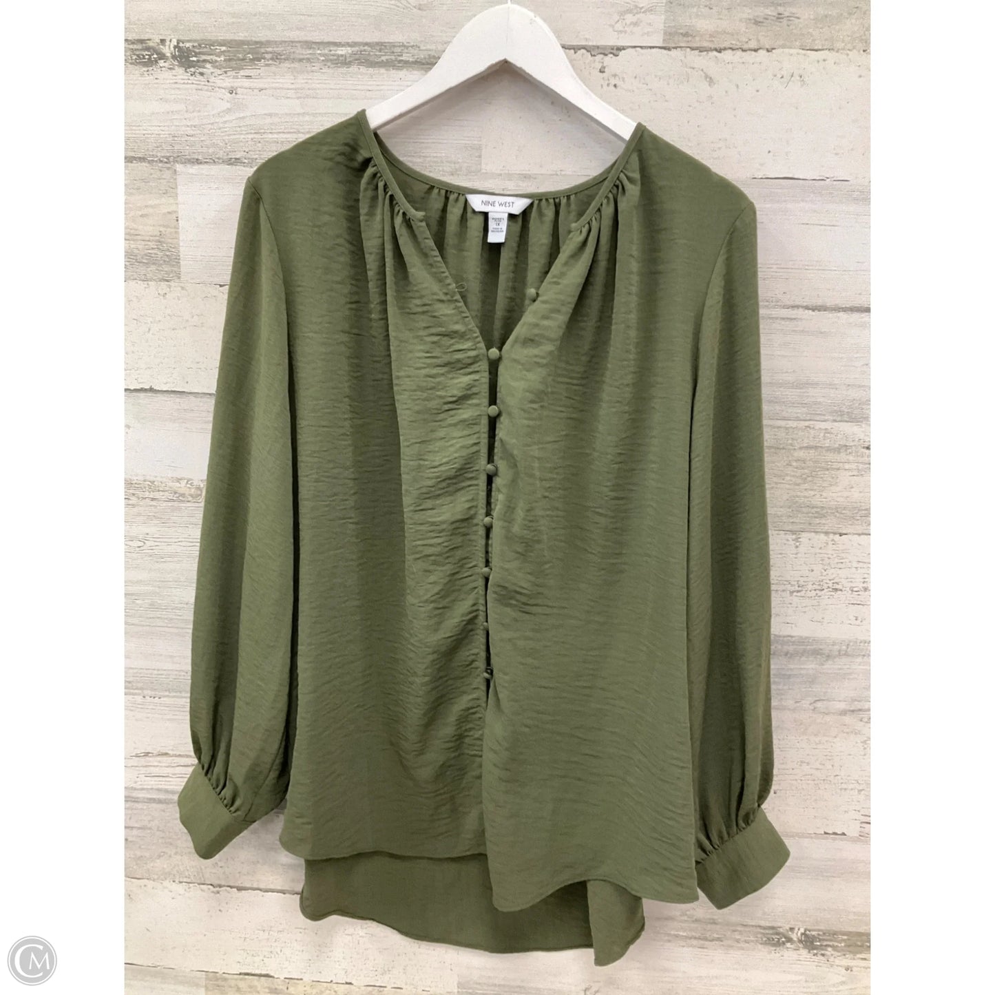 Top Long Sleeve By Nine West Apparel In Green, Size: 1x