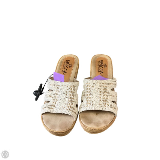 Sandals Heels Wedge By Sbicca In Cream, Size: 8