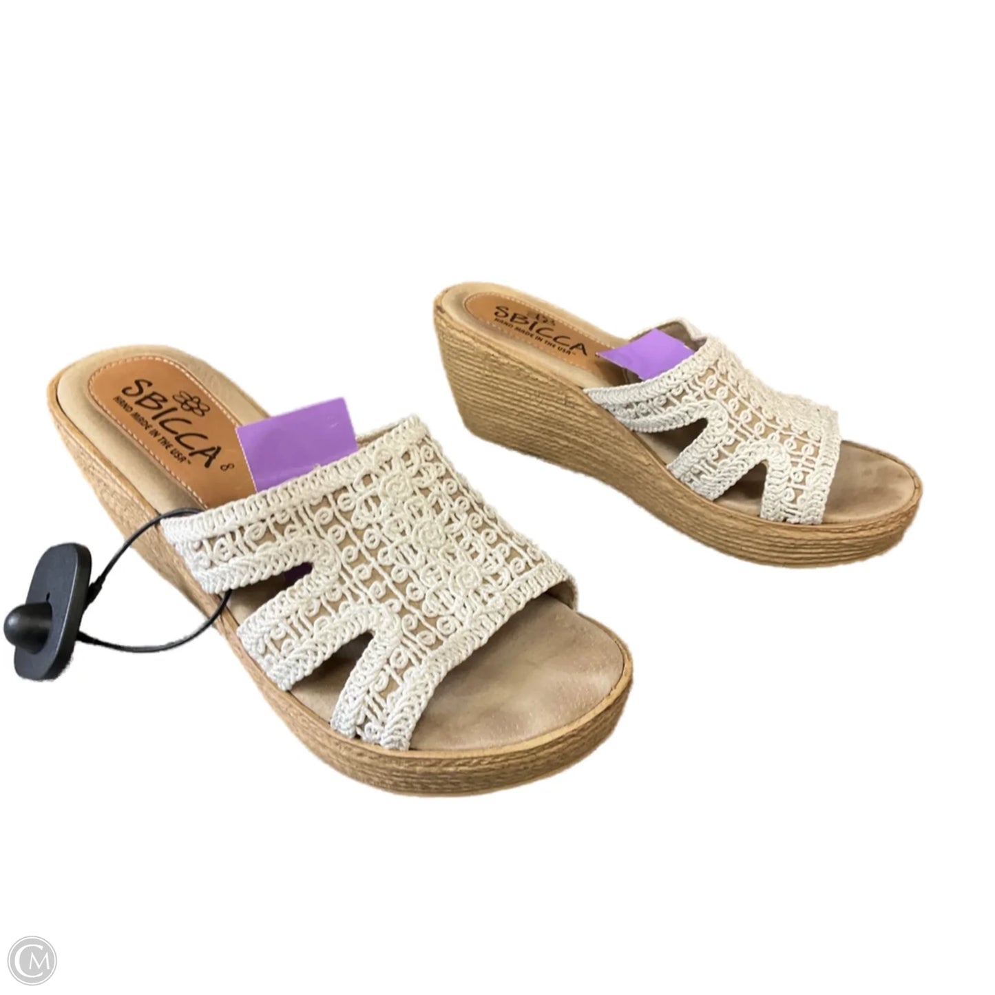 Sandals Heels Wedge By Sbicca In Cream, Size: 8