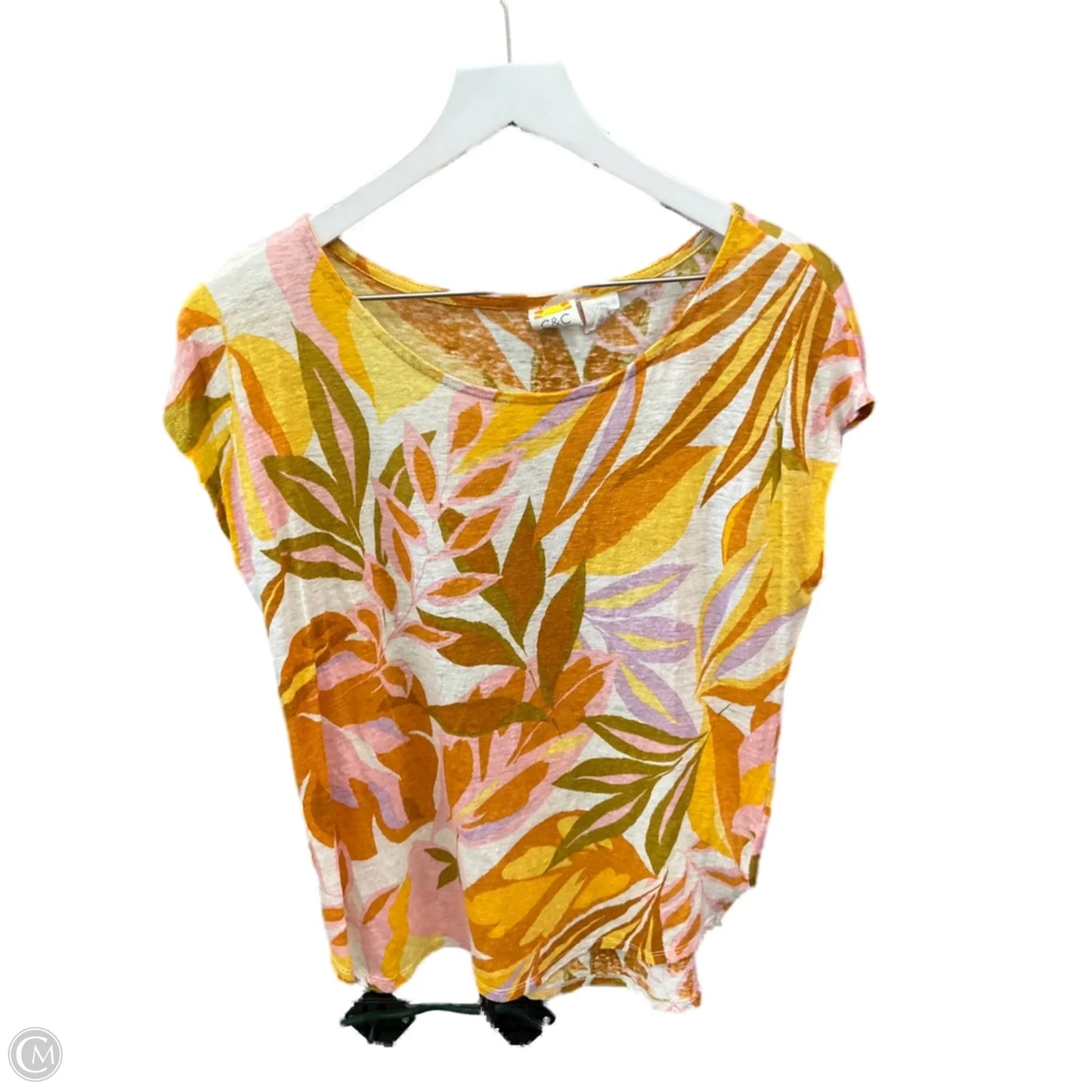 Top Short Sleeve By C And C In Gold & Orange, Size: L