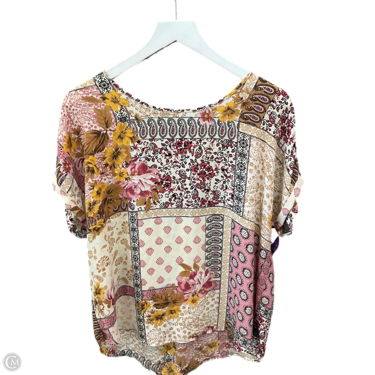 Top Short Sleeve By Maurices In Pink & Tan, Size: L