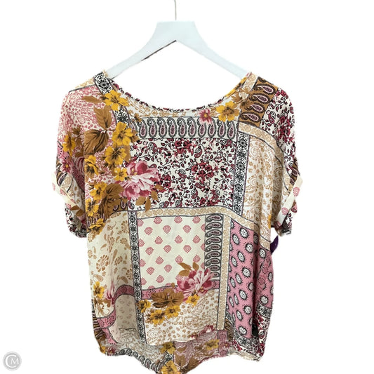 Top Short Sleeve By Maurices In Pink & Tan, Size: L