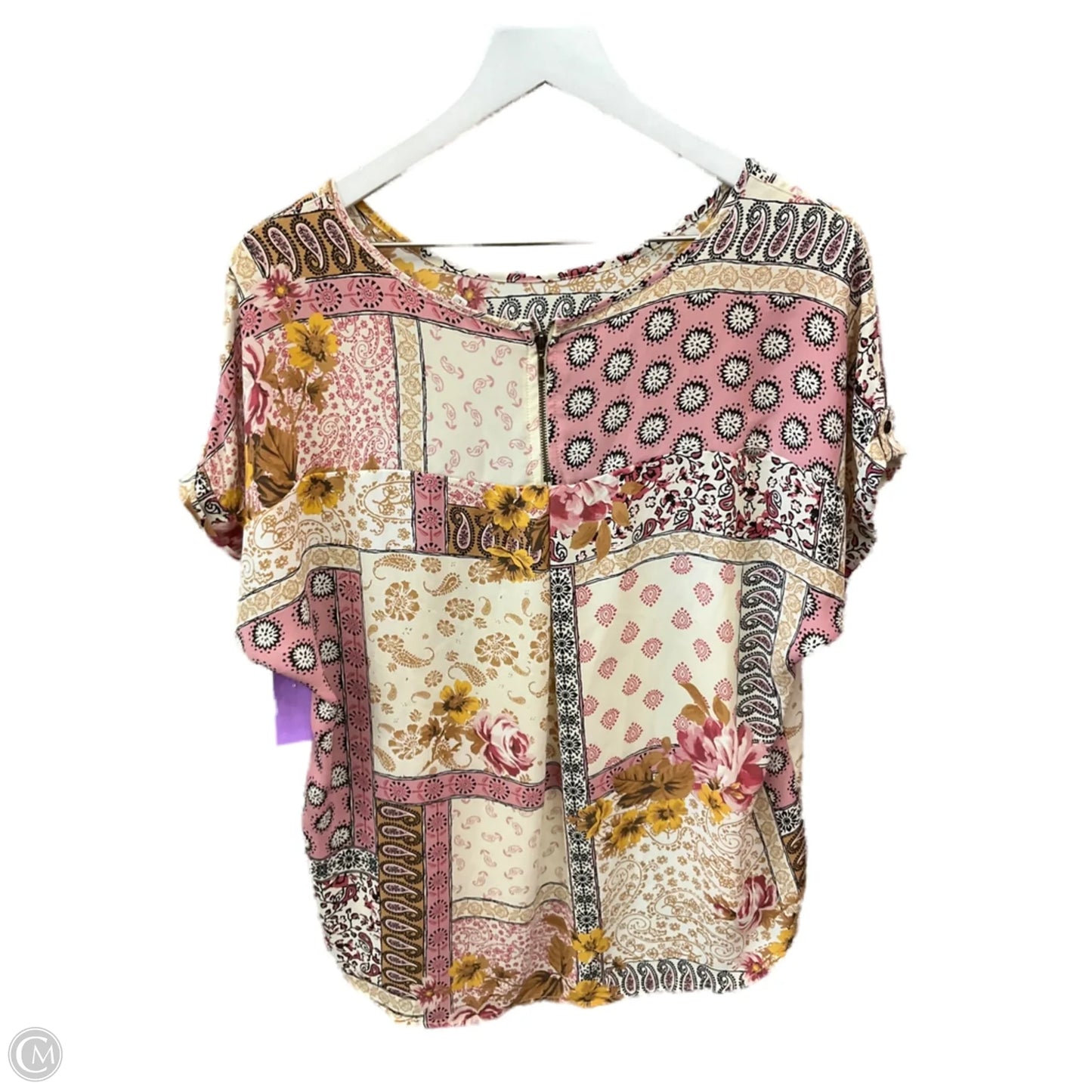 Top Short Sleeve By Maurices In Pink & Tan, Size: L