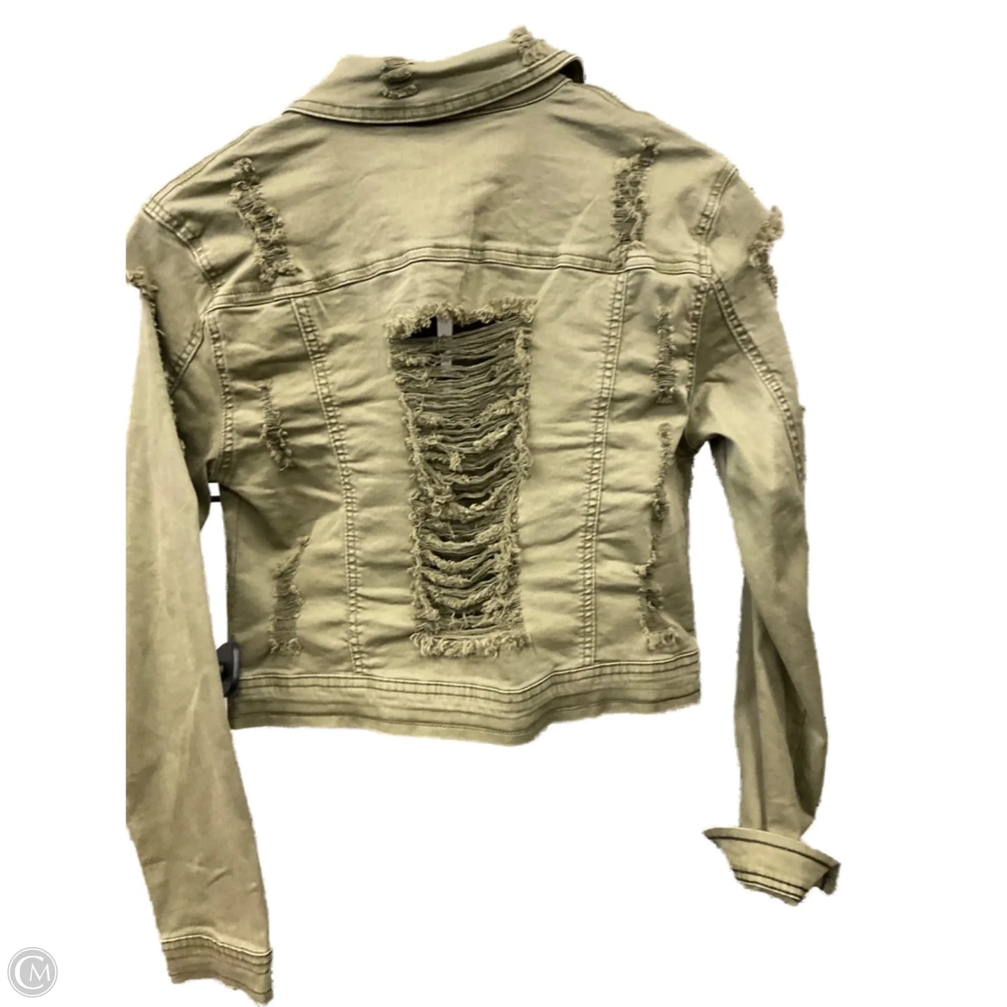 Jacket Denim By Clothes Mentor In Green Denim, Size: L