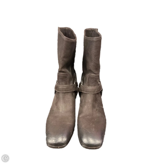 Boots Luxury Designer By Prada In Brown, Size: 8