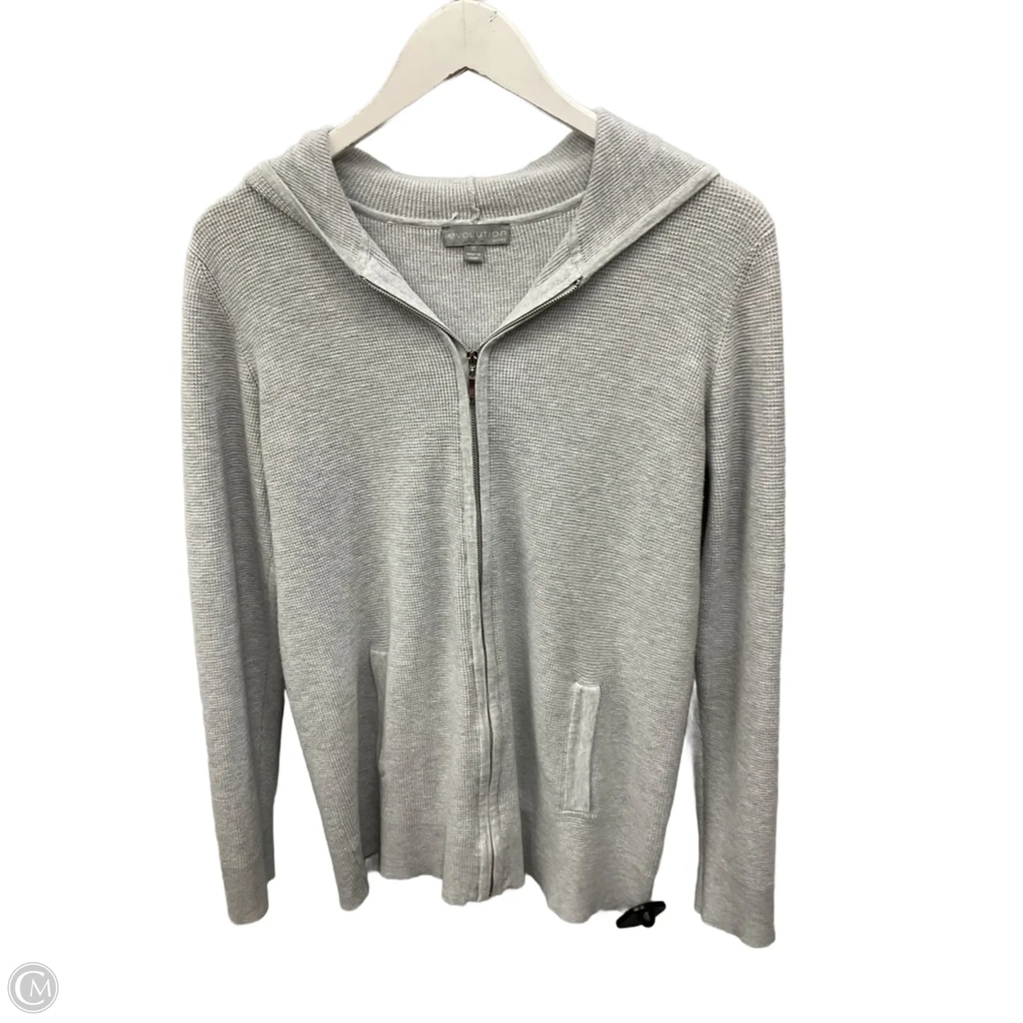 Sweater Cardigan By Evolution In Grey, Size: Xl