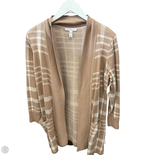 Sweater Cardigan By Isaac Mizrahi Live Qvc In Tan & White, Size: S