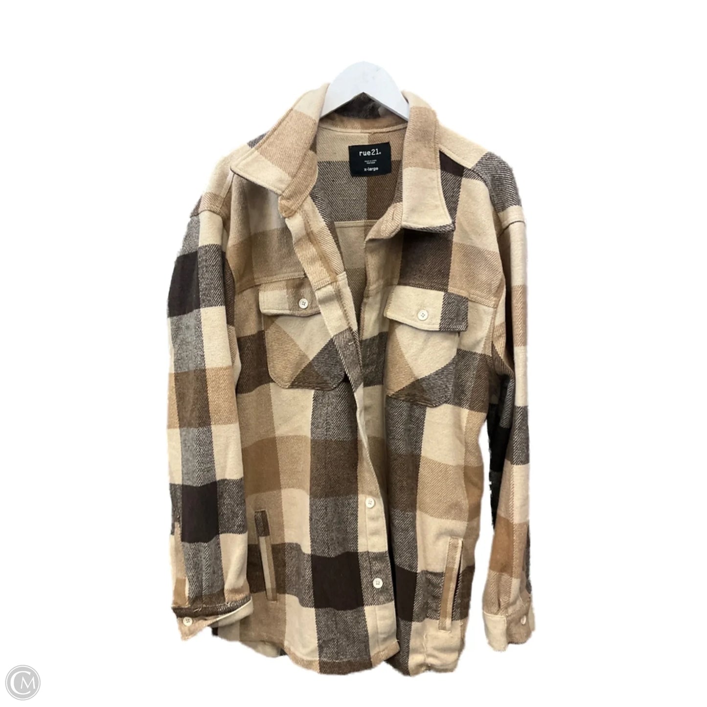 Jacket Shirt By Rue 21 In Tan, Size: Xl