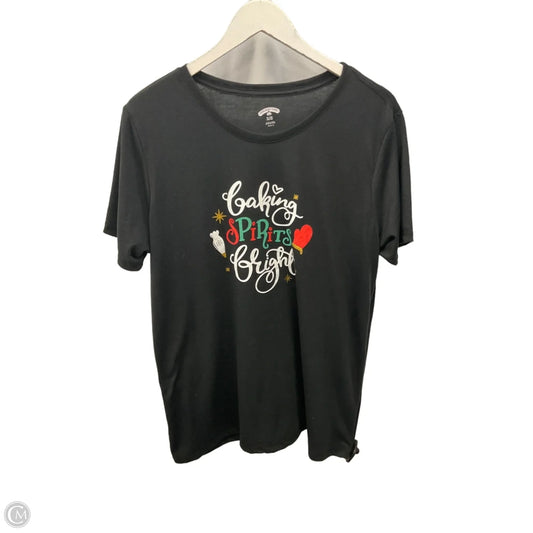 Top Short Sleeve By Holiday Time In Black, Size: Xl