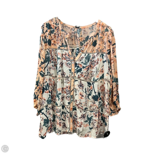 Top Long Sleeve By Lucky Brand In Peach, Size: 2x