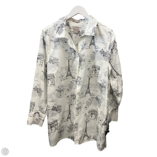 Top Long Sleeve By Chicos In Black & White, Size: L