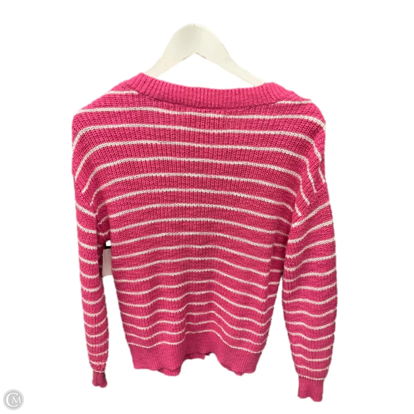 Sweater Cardigan By Loft In Pink & White, Size: Xs
