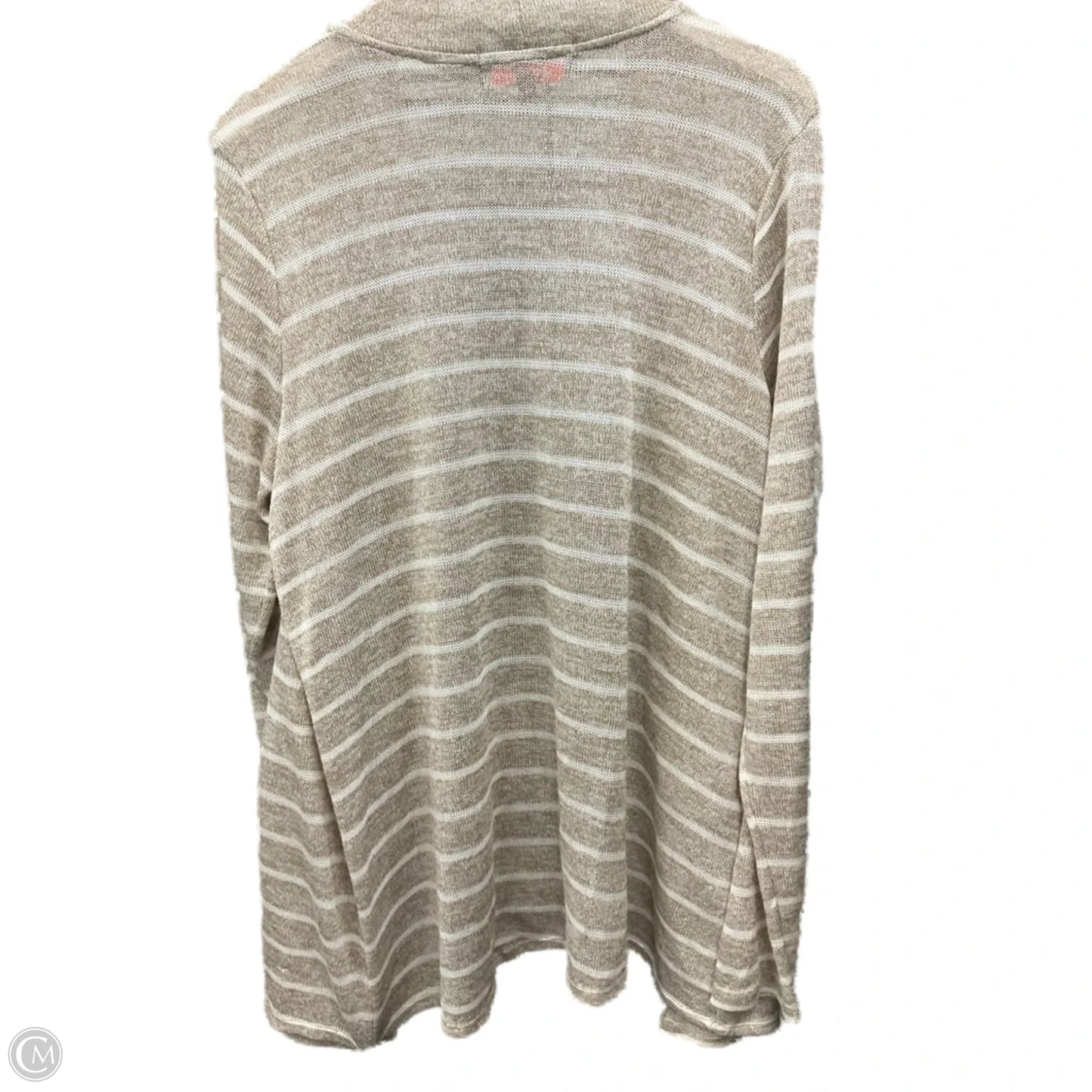 Sweater Cardigan By Active Usa In Tan & White, Size: 2x