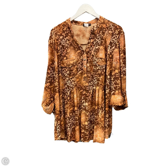 Top Long Sleeve By Cocomo In Brown, Size: 2x