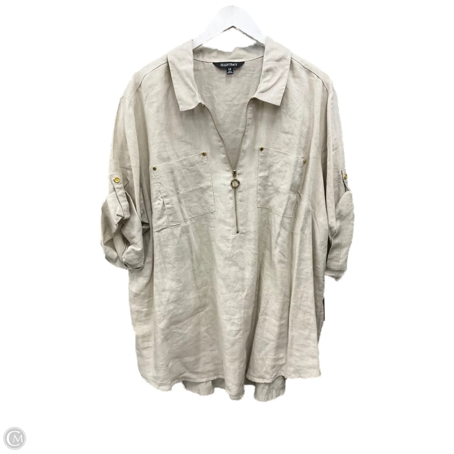 Top Short Sleeve By Ellen Tracy In Tan, Size: 3x