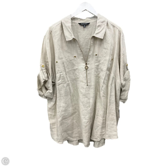 Top Short Sleeve By Ellen Tracy In Tan, Size: 3x