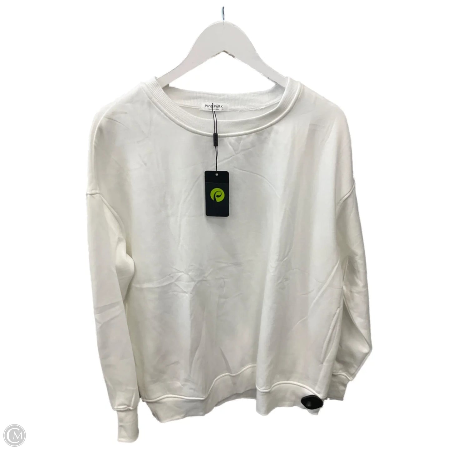 Sweatshirt Crewneck By Clothes Mentor In White, Size: L